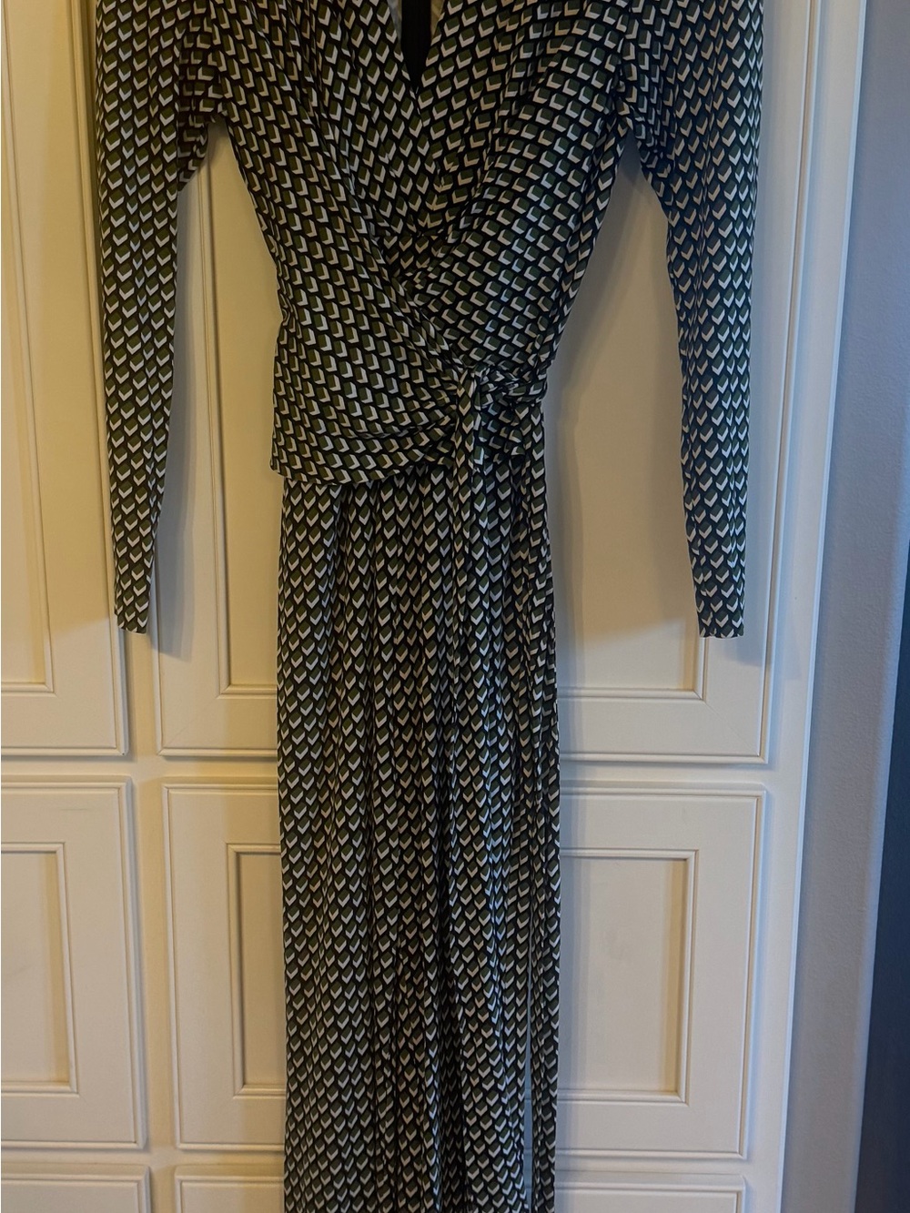 Diane Von Furstenberg Silk Geometric Wrap Jumpsuit